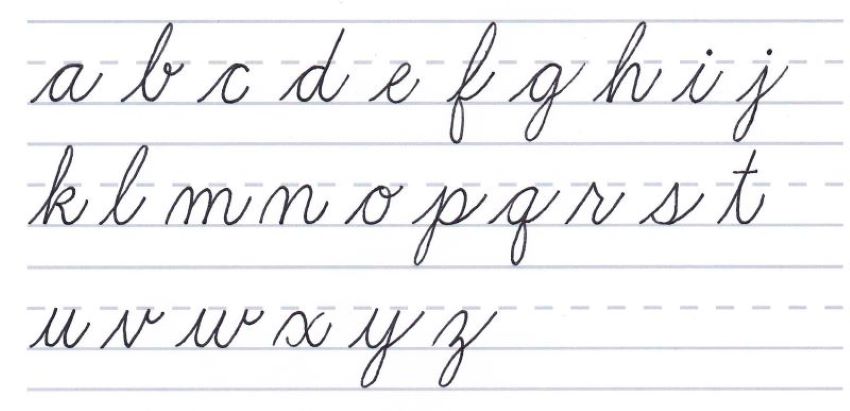 cursive calligraphy - lowercase letters